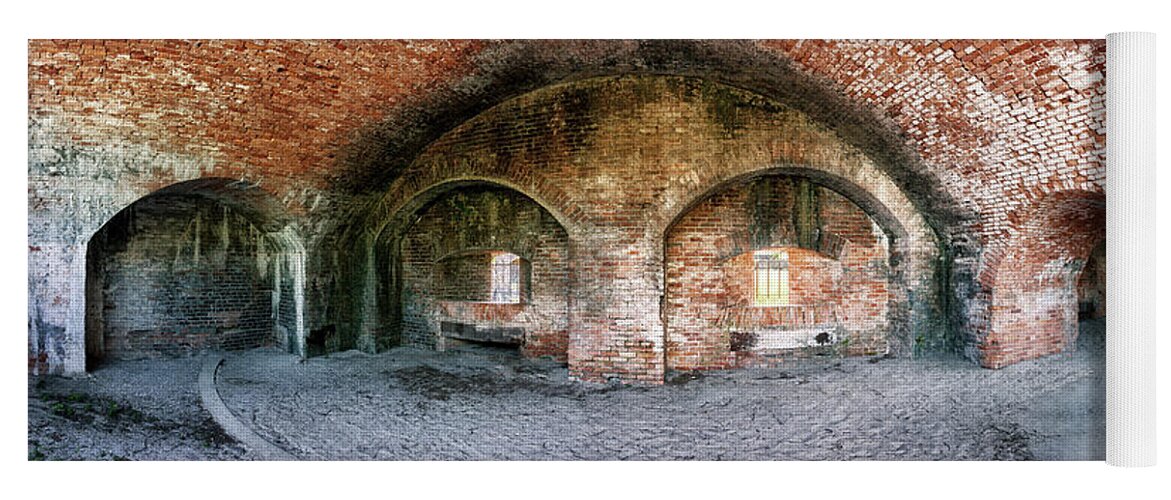 Abstract Yoga Mat featuring the photograph Fort Pickens Panorama by Alex Mironyuk