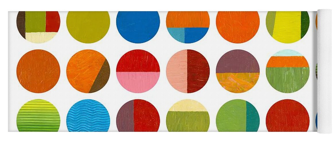 Colorful Yoga Mat featuring the painting Forty Nine Circles by Michelle Calkins