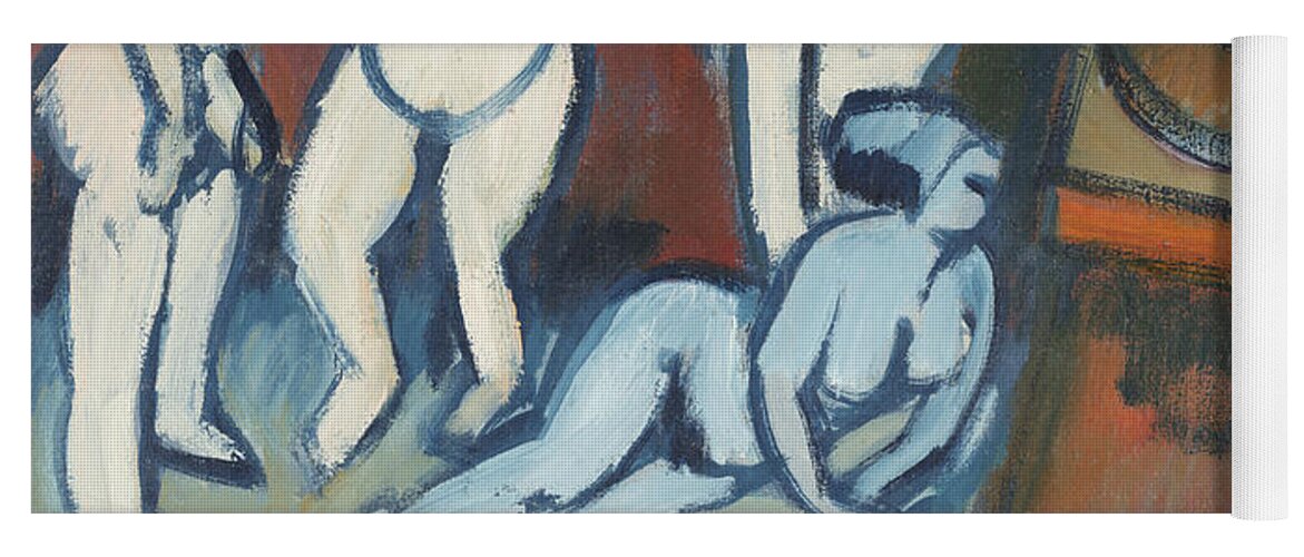German Painters Yoga Mat featuring the painting Four Wood Sculptures by Ernst Ludwig Kirchner