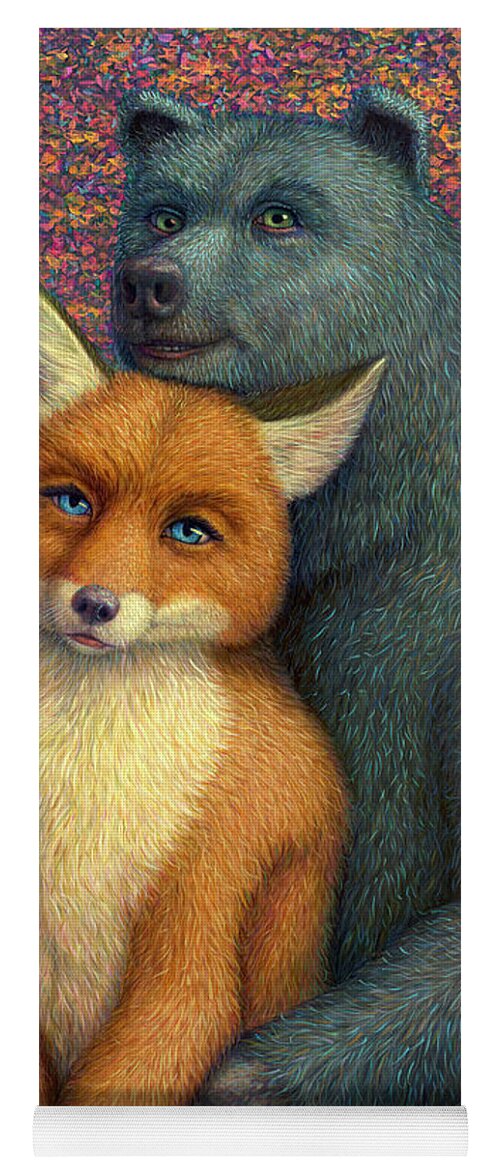 Couple Yoga Mat featuring the painting Fox and Bear Couple by James W Johnson