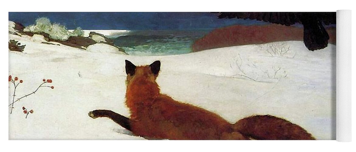 Winslow Homer Yoga Mat featuring the painting Fox Hunt by Winslow Homer