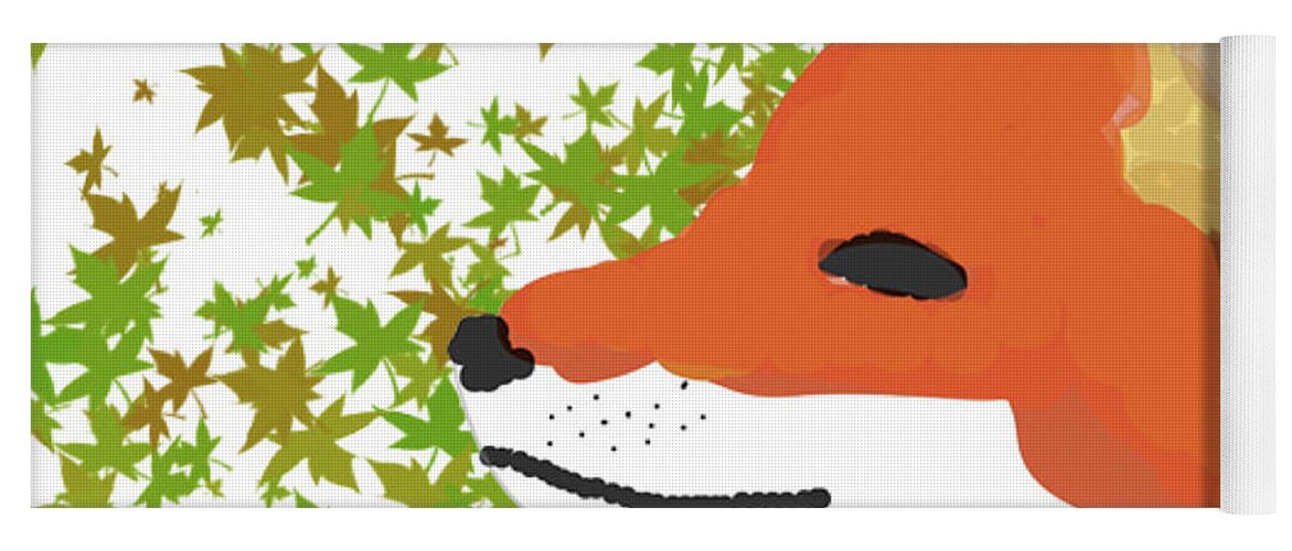 Fox Yoga Mat featuring the digital art Fox in Fall by Caroline Elgin