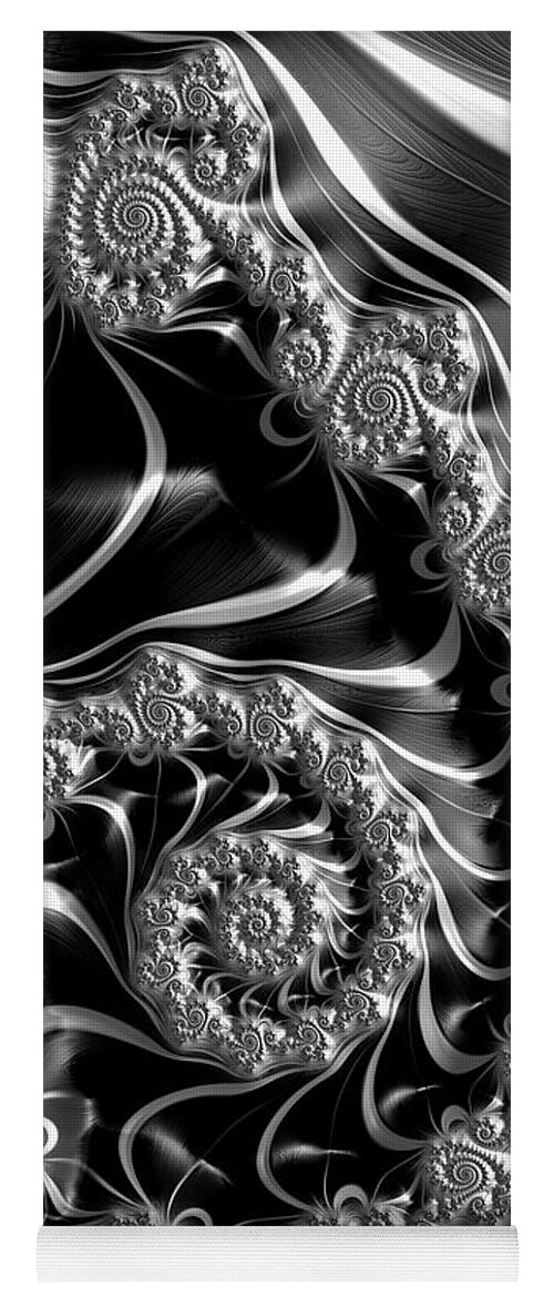 Spirals Yoga Mat featuring the digital art Fractal steampunk spiral black and white by Matthias Hauser