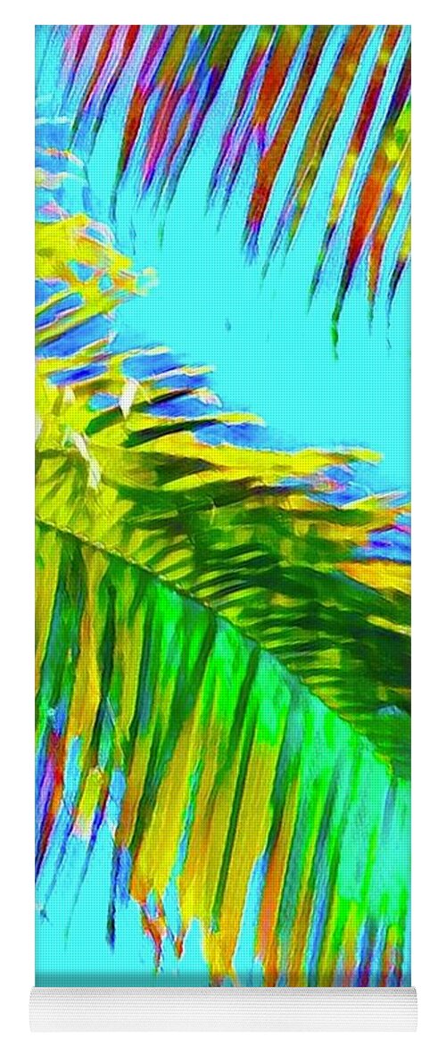 #flowersofaloha #psychedelic #fragment #palm Yoga Mat featuring the photograph Fragment of Coconut Palm Psychedelic by Joalene Young