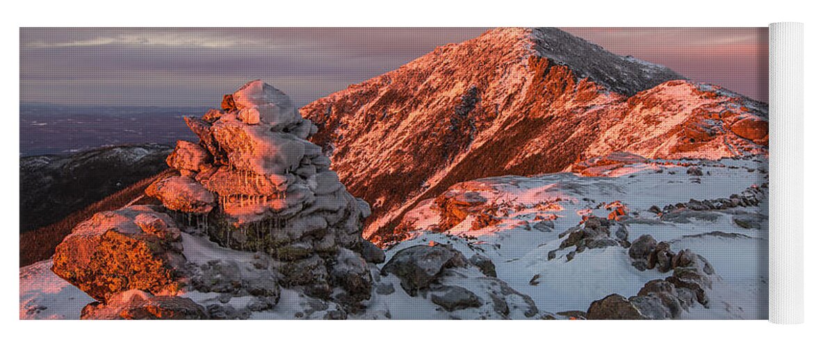 Franconia Yoga Mat featuring the photograph Franconia Ridge Alpenglow by White Mountain Images