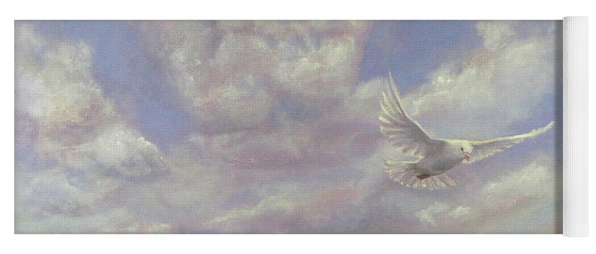 Sky Yoga Mat featuring the painting Free Spirit - White Dove of Hope by Robie Benve