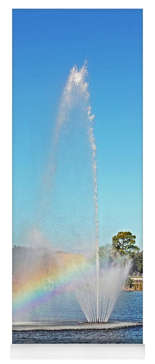 Lake Yoga Mat featuring the photograph Freedom Lake Fountain by Terri Mills
