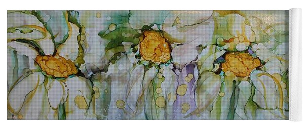 Flowers Yoga Mat featuring the painting Fresh as a Daisy by Ruth Kamenev