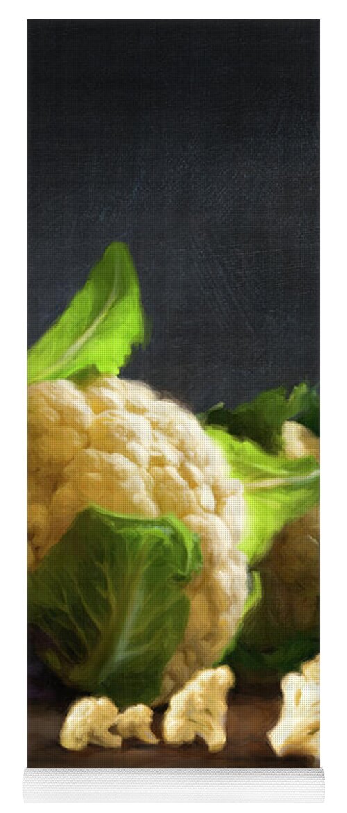 Cauliflower Yoga Mat featuring the painting Fresh Cauliflower by Robert Papp