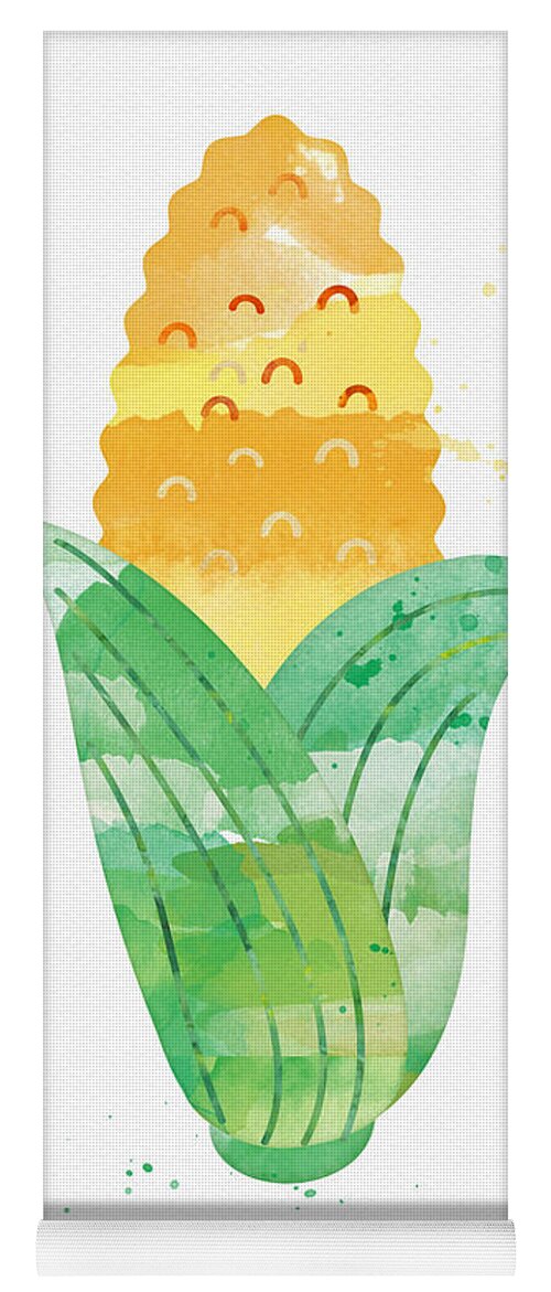 Corn Yoga Mat featuring the painting Fresh Corn by Linda Woods