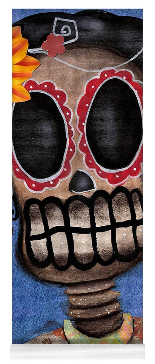 Day Of The Dead Yoga Mat featuring the painting Frida Muerta by Abril Andrade