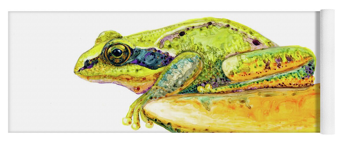 Frog Yoga Mat featuring the painting Frog Sitting on a Toad-Stool by Jan Killian