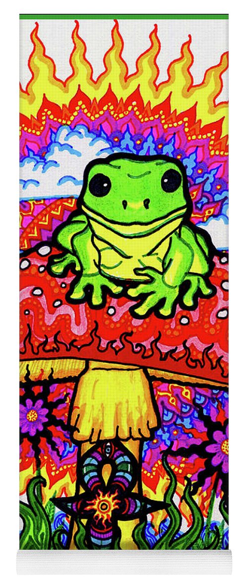 Frog Yoga Mat featuring the drawing Froggy For Mukunda by Baruska A Michalcikova