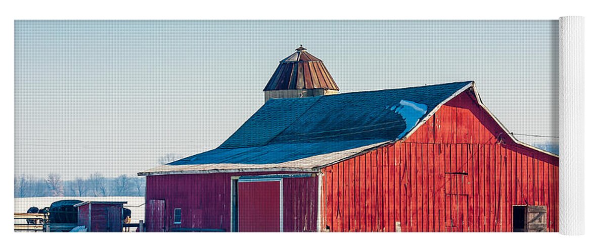 Snow Yoga Mat featuring the photograph Frosty Farm by Todd Klassy
