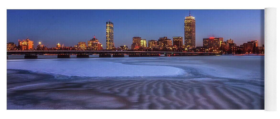 Boston Yoga Mat featuring the photograph Frozen River Rippled by Sylvia J Zarco