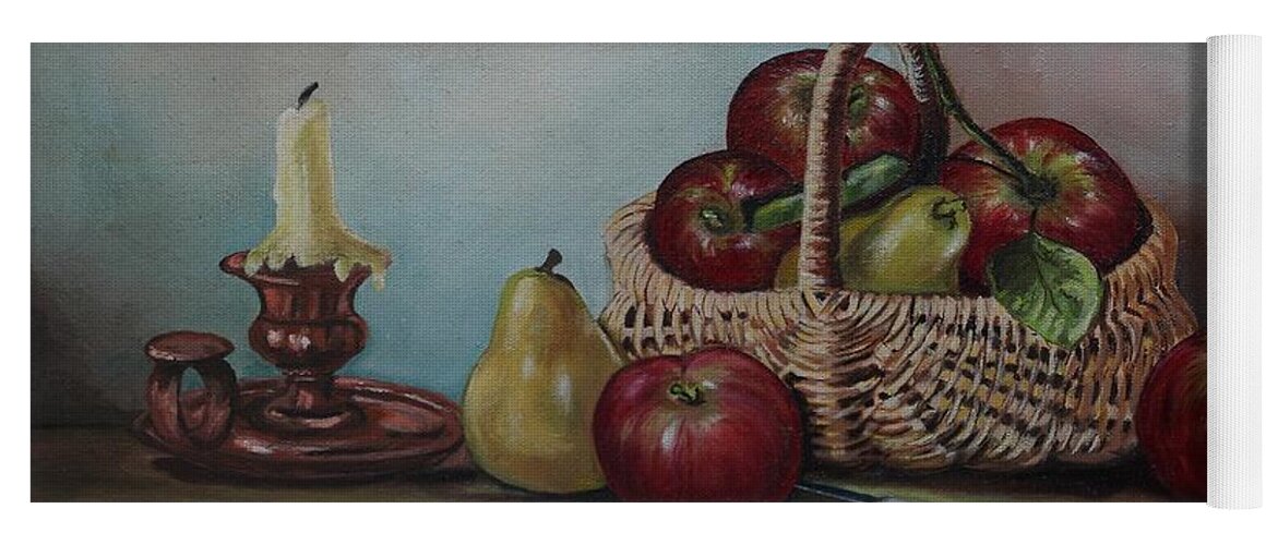 Fruit Basket Yoga Mat featuring the painting Fruit Basket - LMJ by Ruth Kamenev