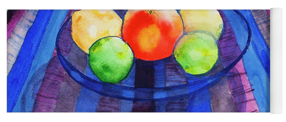 Still Life Yoga Mat featuring the painting Fruit Bowl on Weaving  8.5 x 11 by Santana Star