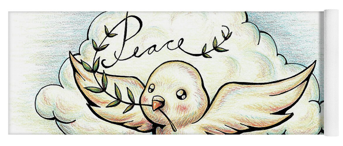 Peace Yoga Mat featuring the drawing Inspirational Animal DOVE by Sipporah Art and Illustration