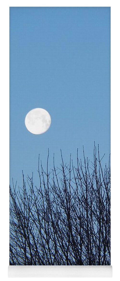 Skyscape Yoga Mat featuring the photograph Full Moon at Dawn by Corinne Elizabeth Cowherd