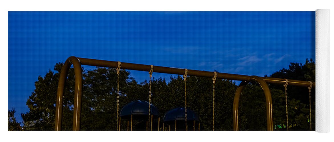 Kennedy Park Yoga Mat featuring the photograph Full moon over playground by SAURAVphoto Online Store