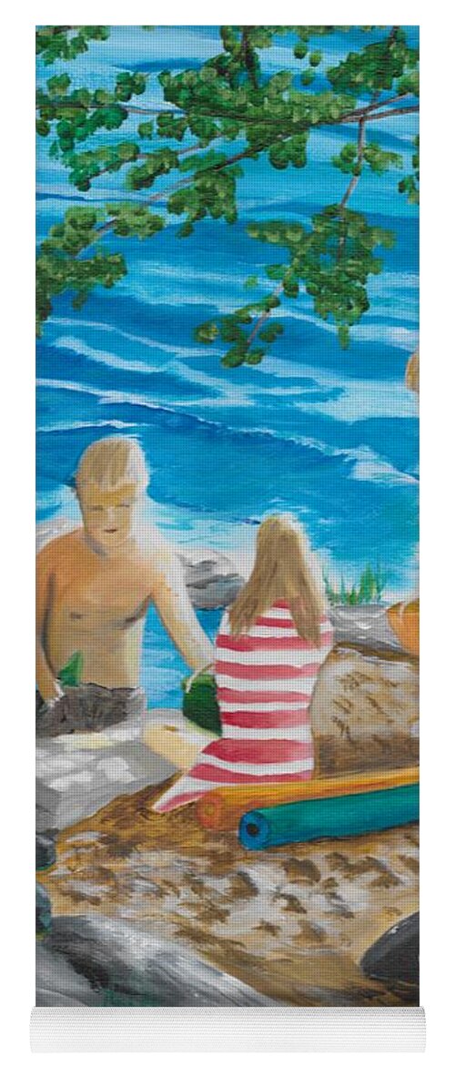 Beach Yoga Mat featuring the painting Fun at the Beach by David Bigelow