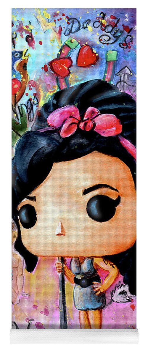 Funko Yoga Mat featuring the painting Funko Amy Winehouse by Miki De Goodaboom