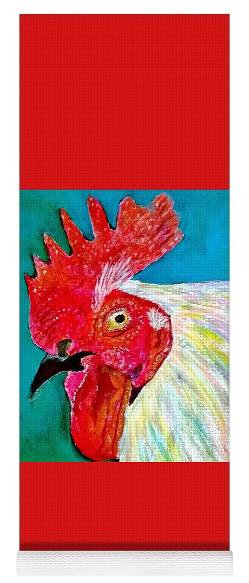 Rooster Yoga Mat featuring the painting Funky Rooster by Anne Sands