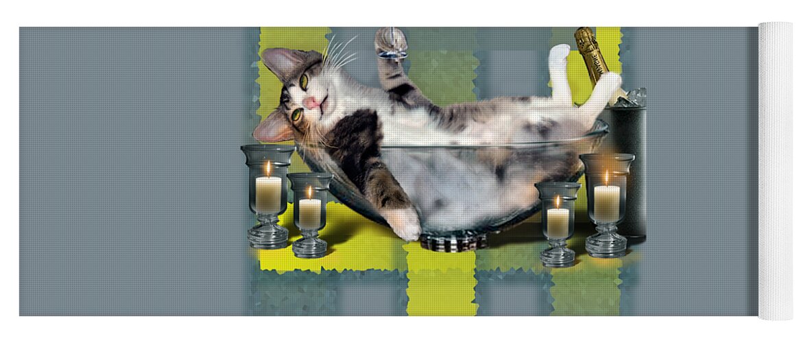 Funny Pet Print Yoga Mat featuring the painting Funny pet print with a tipsy kitty by Regina Femrite