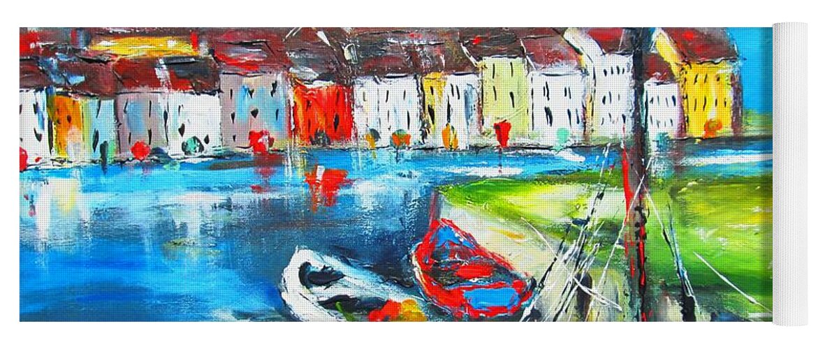 Galway City Yoga Mat featuring the painting Paintings Of Galway City Ireland by Mary Cahalan Lee - aka PIXI