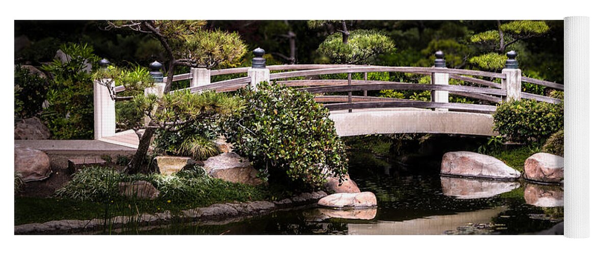 Long Beach Yoga Mat featuring the photograph Garden Bridge by Ed Clark