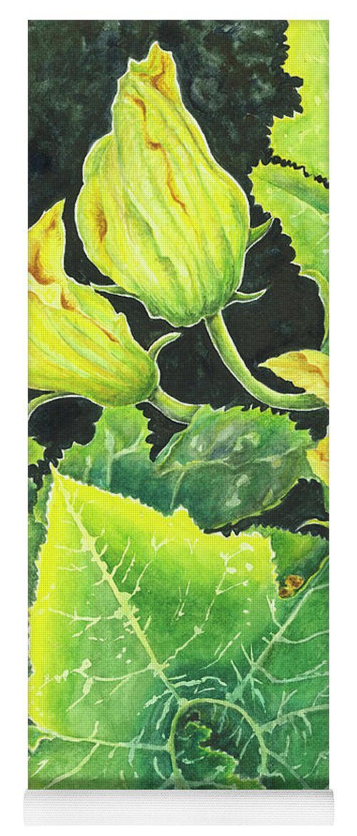 Zucchini Yoga Mat featuring the painting Garden Glow by Lori Taylor