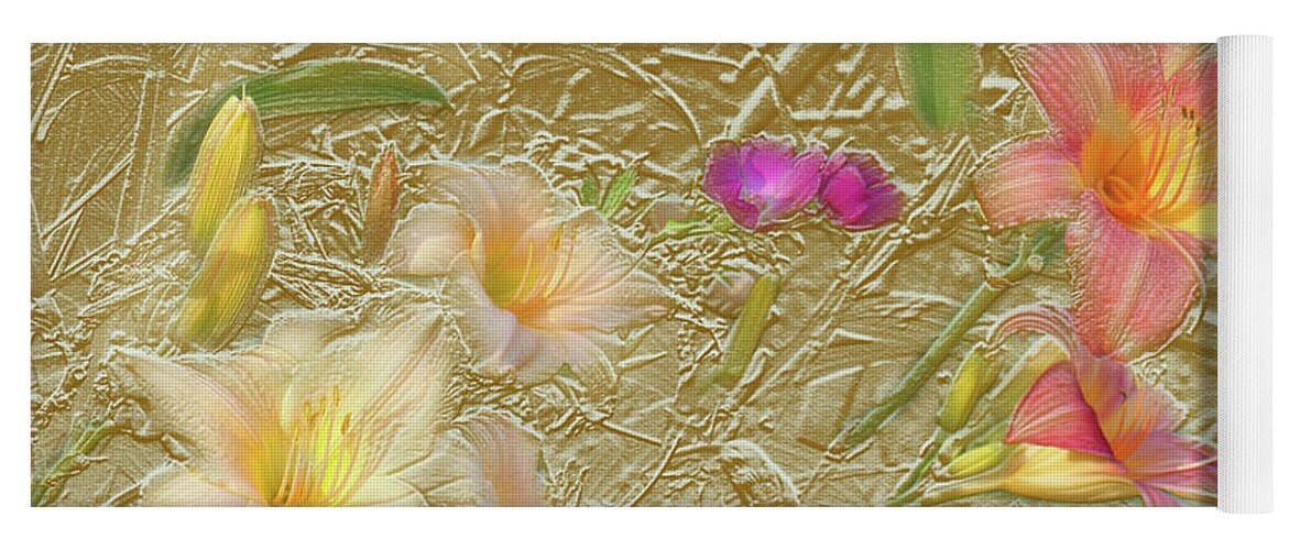 Garden Yoga Mat featuring the mixed media Garden in Gold Leaf2 by Steve Karol
