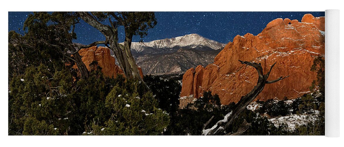 Gog Yoga Mat featuring the photograph Garden of the Gods at Night by David Soldano