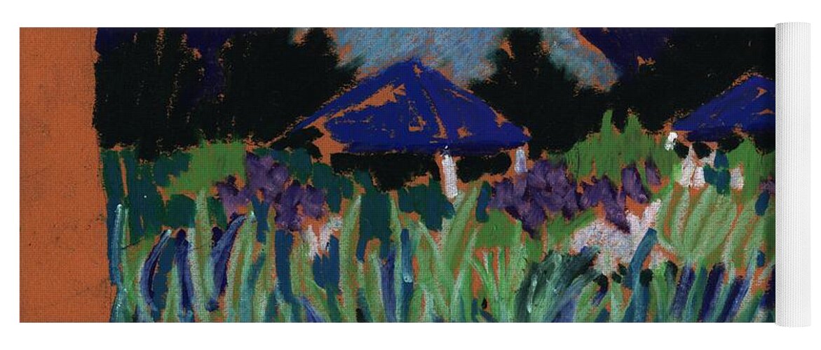Iris Yoga Mat featuring the pastel Garden Party by Rodger Ellingson