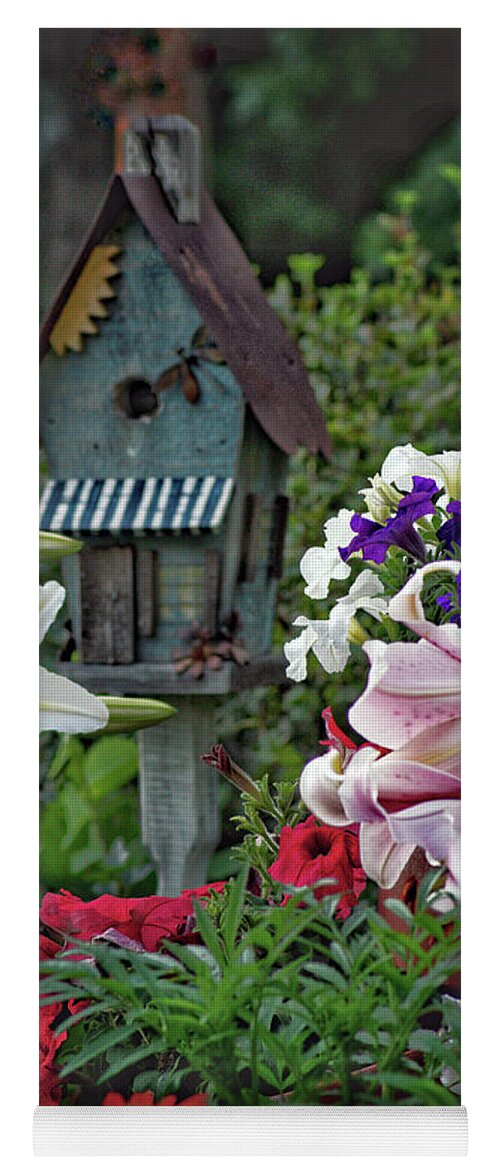 Flowers Yoga Mat featuring the photograph Garden Wren House by Hans Brakob