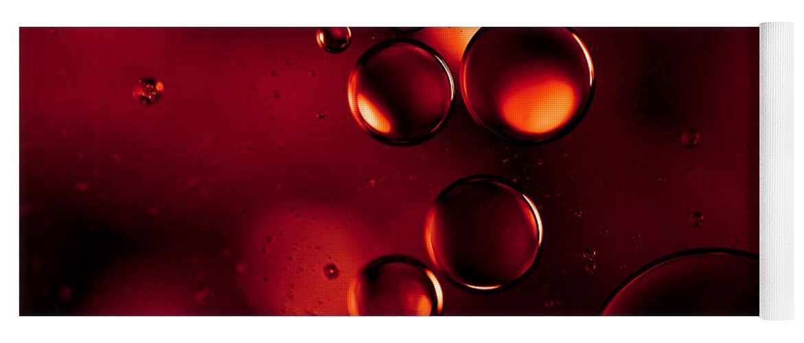 Macro Yoga Mat featuring the photograph Garnet Red Macro Water Droplets by Sharon Mau