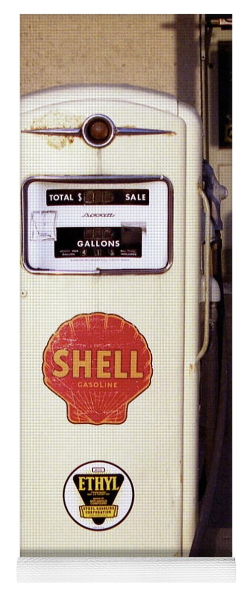 Antique Yoga Mat featuring the photograph Gas Pump by Michael Peychich