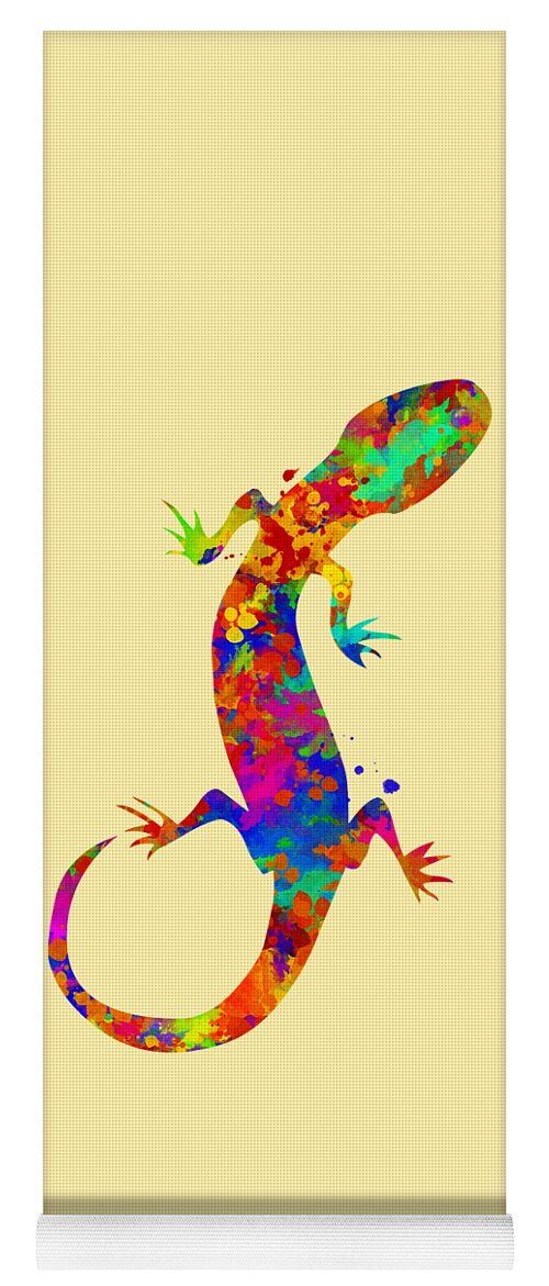 Gecko Yoga Mat featuring the mixed media Gecko Watercolor Art by Christina Rollo