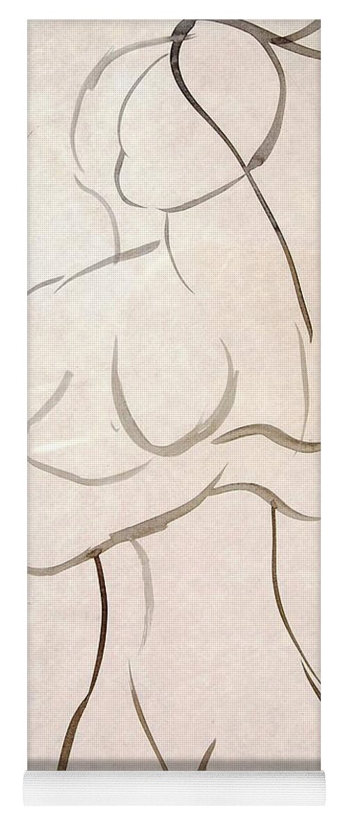 Sketch Yoga Mat featuring the mixed media Gestural Nude Sketch by Angela Murray