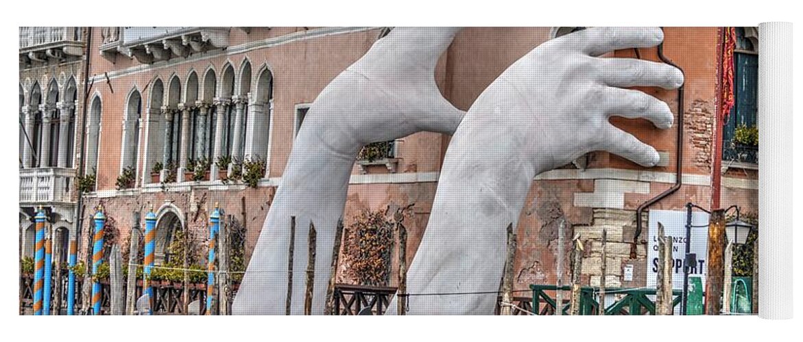  Giant Hands Yoga Mat featuring the photograph Giant Hands Venice Italy by Bill Hamilton