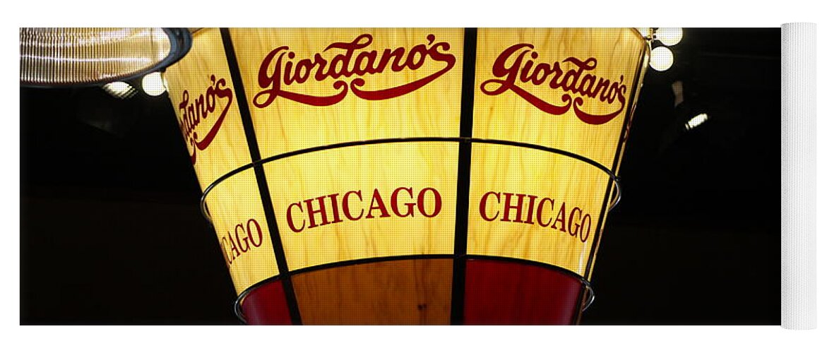 Giordano's Chicago Yoga Mat featuring the photograph Giordano's Chicago Pizza Chandelier by Colleen Cornelius