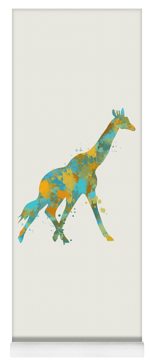Giraffe Yoga Mat featuring the mixed media Giraffe Watercolor Art by Christina Rollo