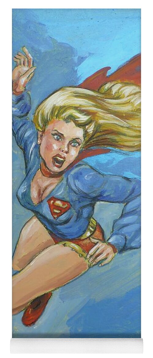 Supergirl Yoga Mat featuring the painting Girl of Steel 1972 by Bryan Bustard