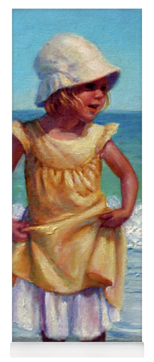 Children At The Beach Yoga Mat featuring the painting Girl with Bonnet by Marie Witte