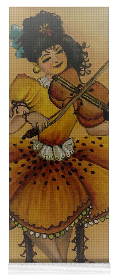  Musical Instrument Yoga Mat featuring the painting Girl playing violin by Tara Krishna