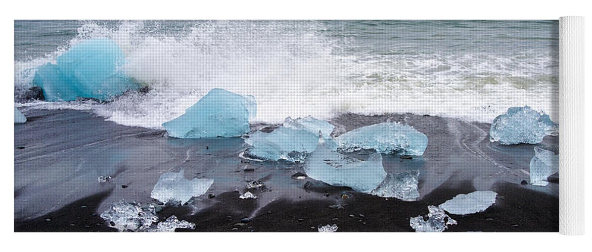 Iceland Yoga Mat featuring the photograph Glacier ice and black beach in Iceland by Matthias Hauser
