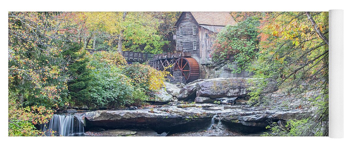 Photosbymch Yoga Mat featuring the photograph Glade Creek Grist Mill in Autumn by M C Hood