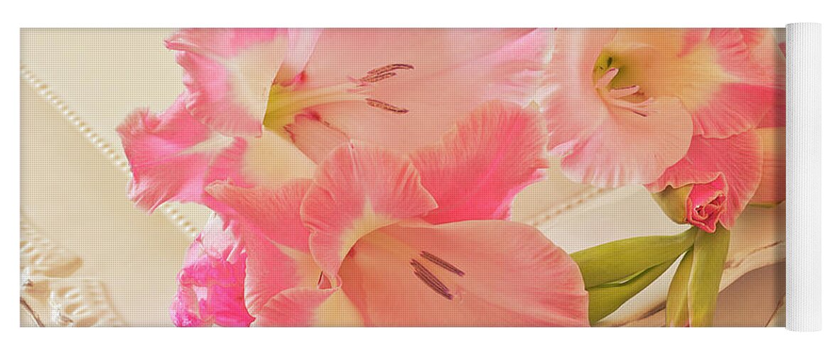 Gladiola Yoga Mat featuring the photograph Gladiolas In Pink by Sandra Foster