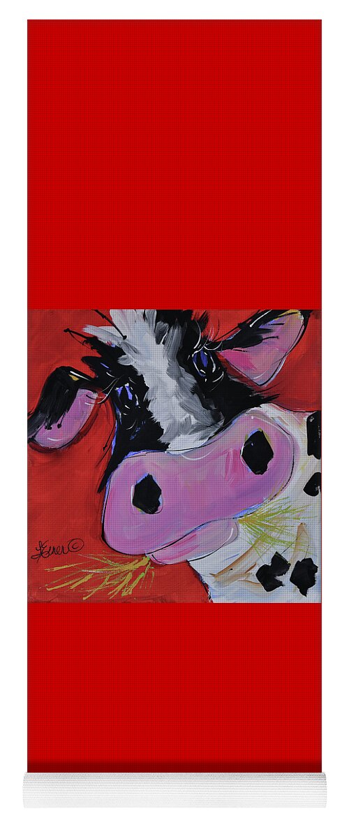 Cow Yoga Mat featuring the painting Gladys by Terri Einer