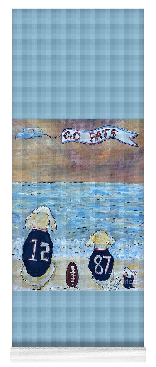 New England Patriots Yoga Mat featuring the painting Go Pats by Jacqui Hawk